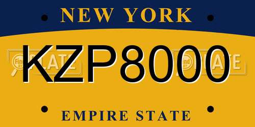KZP8000 New York License Plate