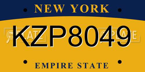 KZP8049 New York License Plate