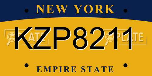 KZP8211 New York License Plate