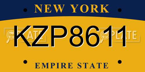 KZP8611 New York License Plate