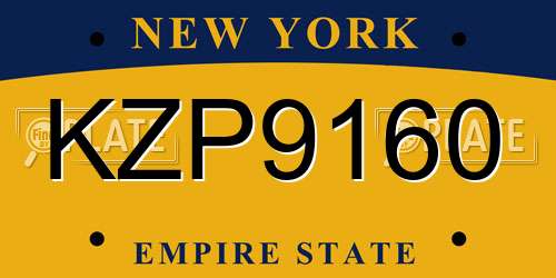 KZP9160 New York License Plate
