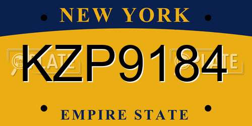KZP9184 New York License Plate