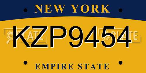 KZP9454 New York License Plate