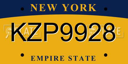 KZP9928 New York License Plate