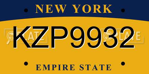 KZP9932 New York License Plate