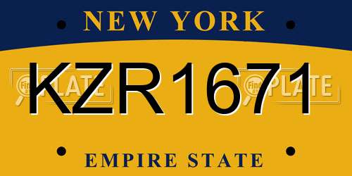 KZR1671 New York License Plate