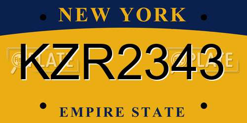 KZR2343 New York License Plate