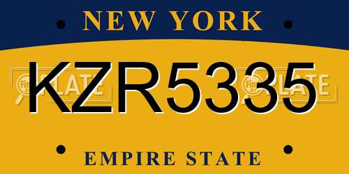 KZR5335 New York License Plate