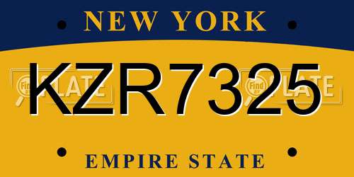 KZR7325 New York License Plate