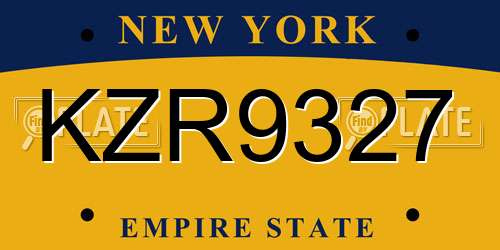 KZR9327 New York License Plate