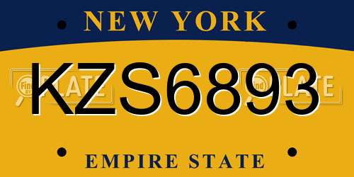 KZS6893 New York License Plate