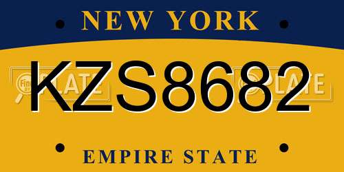 KZS8682 New York License Plate