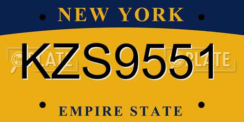 KZS9551 New York License Plate