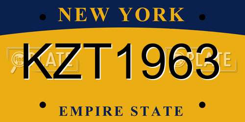 KZT1963 New York License Plate