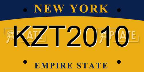 KZT2010 New York License Plate