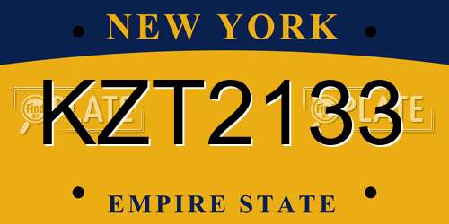 KZT2133 New York License Plate
