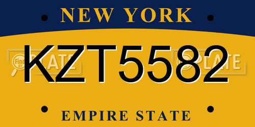 KZT5582 New York License Plate