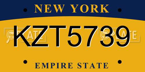 KZT5739 New York License Plate