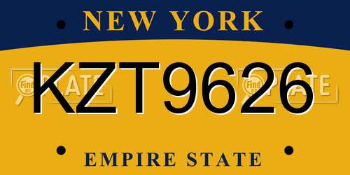 KZT9626 New York License Plate