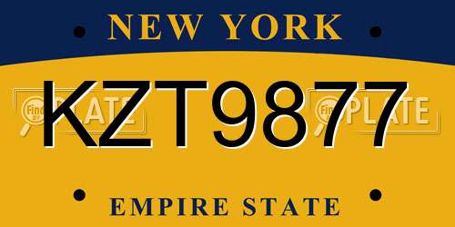 KZT9877 New York License Plate
