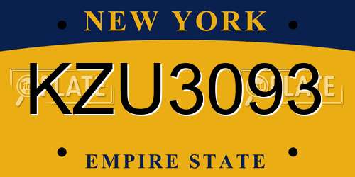 KZU3093 New York License Plate