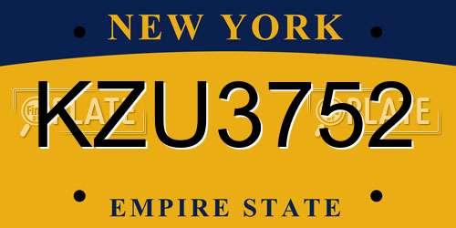 KZU3752 New York License Plate