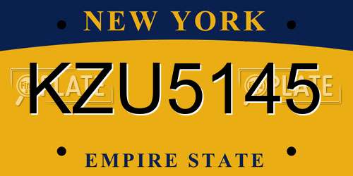 KZU5145 New York License Plate