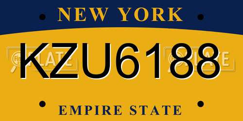 KZU6188 New York License Plate