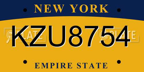 KZU8754 New York License Plate