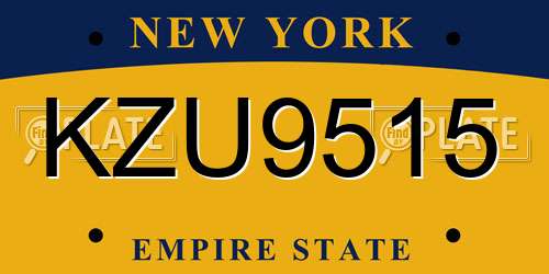 KZU9515 New York License Plate