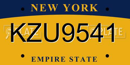KZU9541 New York License Plate