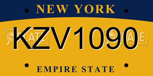 KZV1090 New York License Plate