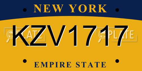 KZV1717 New York License Plate