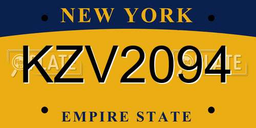 KZV2094 New York License Plate
