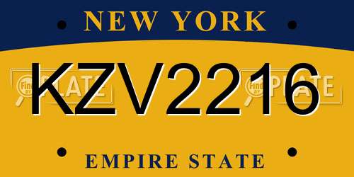 KZV2216 New York License Plate
