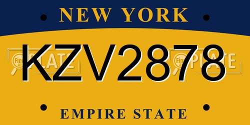 KZV2878 New York License Plate