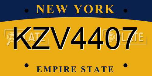 KZV4407 New York License Plate