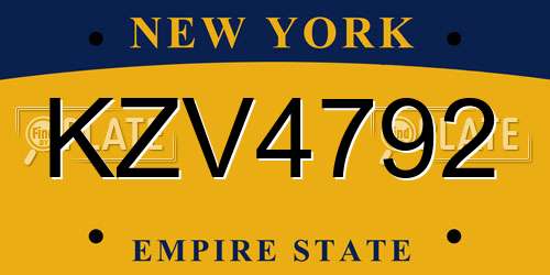 KZV4792 New York License Plate