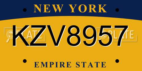 KZV8957 New York License Plate