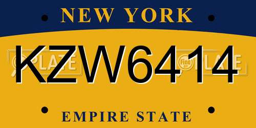 KZW6414 New York License Plate
