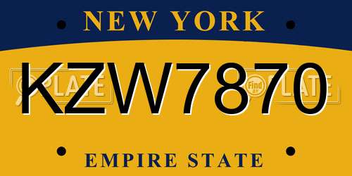 KZW7870 New York License Plate
