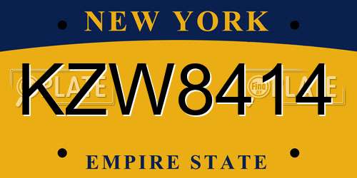 KZW8414 New York License Plate