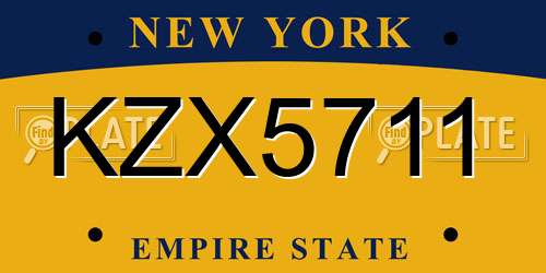 KZX5711 New York License Plate