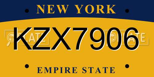 KZX7906 New York License Plate
