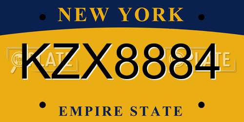 KZX8884 New York License Plate