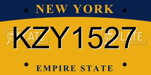 KZY1527 New York License Plate