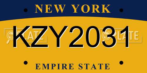 KZY2031 New York License Plate