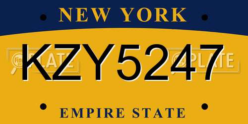 KZY5247 New York License Plate