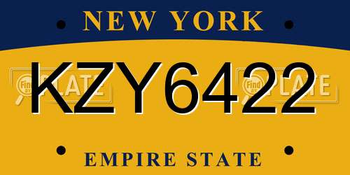 KZY6422 New York License Plate