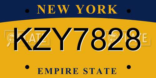 KZY7828 New York License Plate